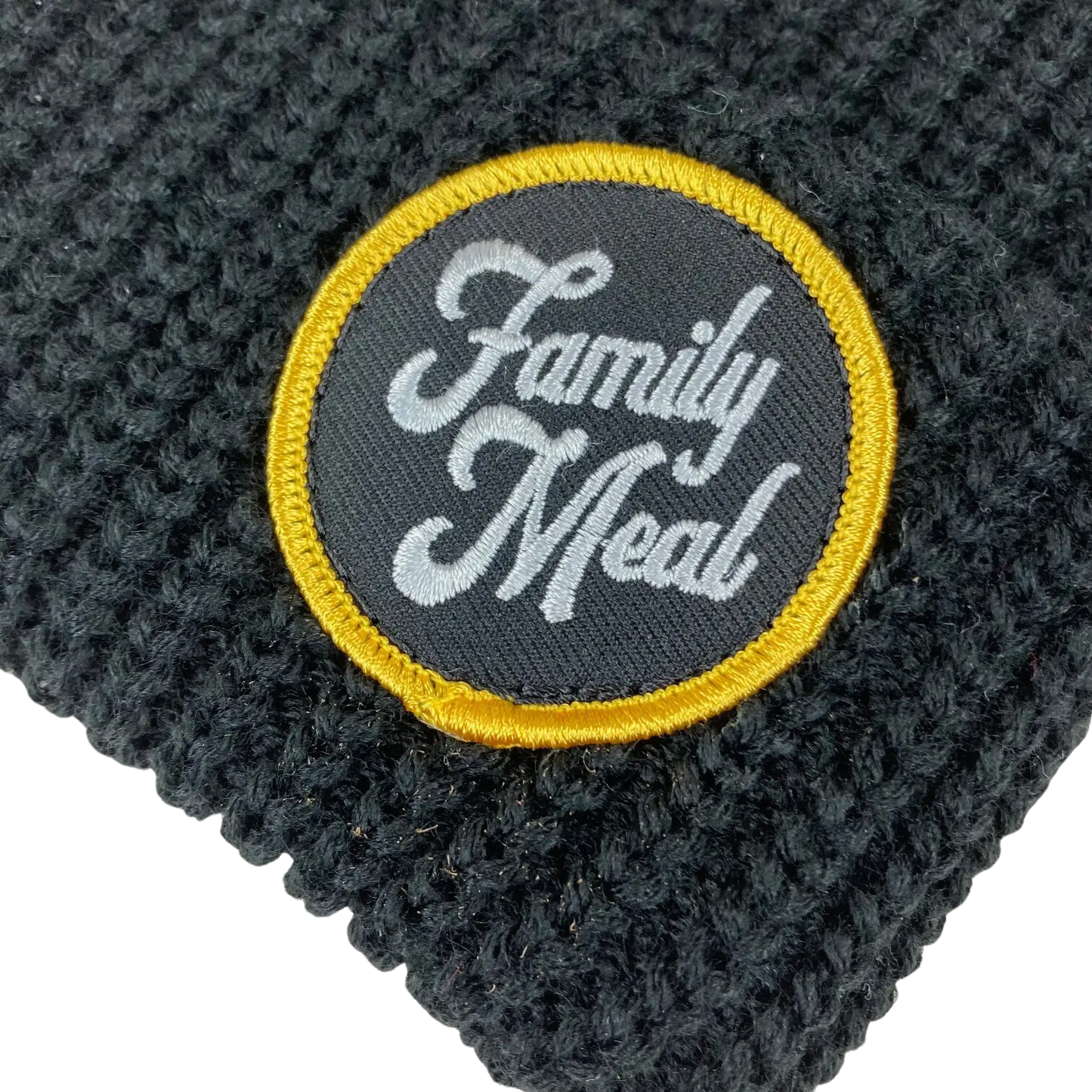 Black Cuff Patch Beanie Family Meal Official