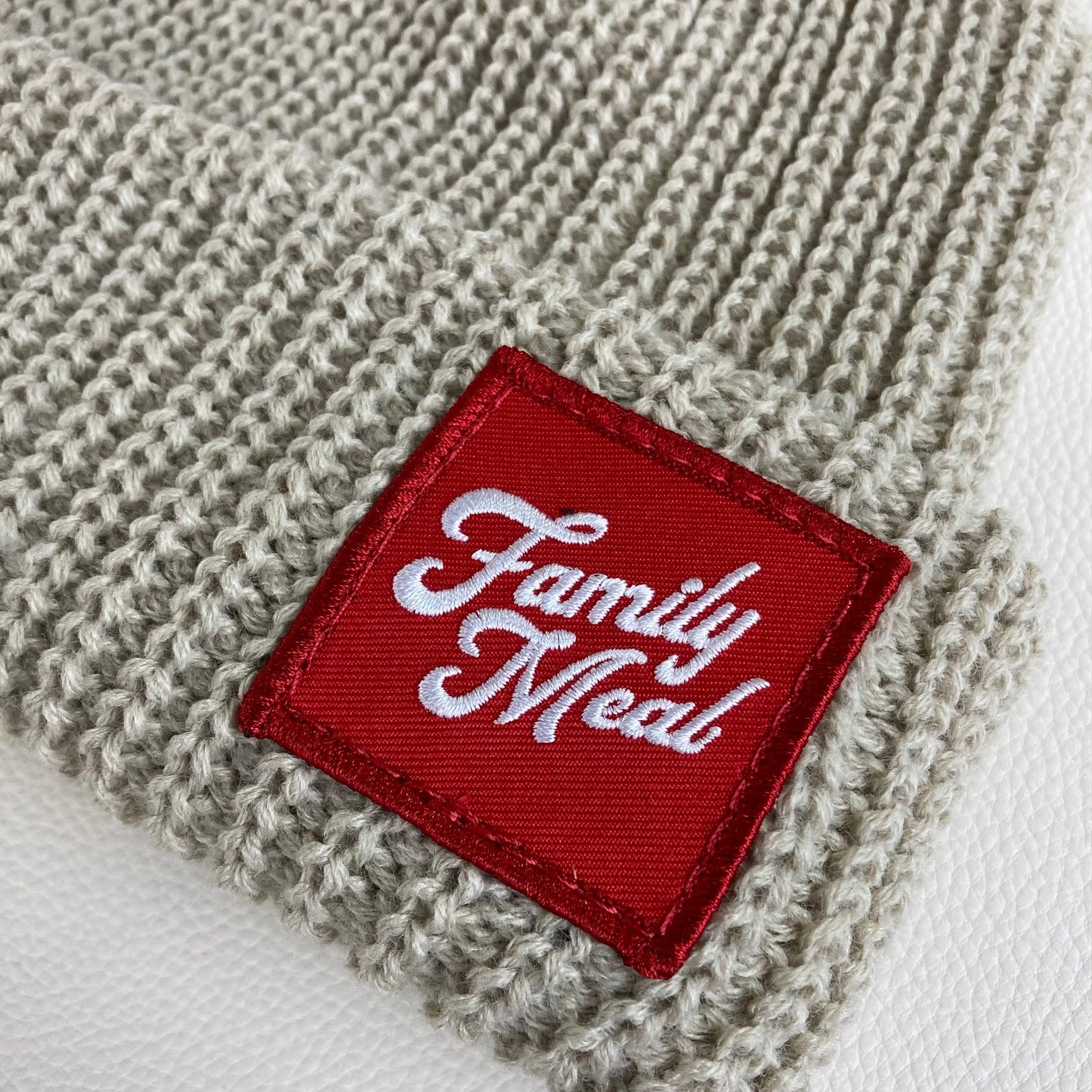 Stone Square Cuff Patch Beanie Family Meal Official