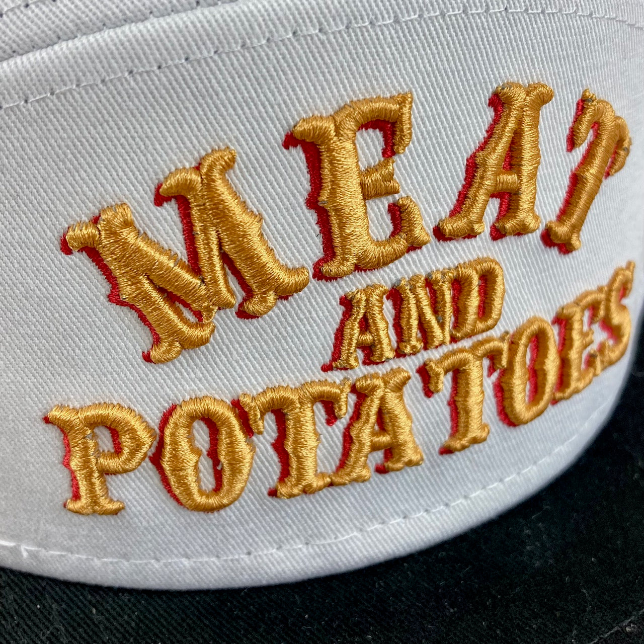 Family Meal Official Meat & Potatoes White / Black Tradesman Snapback Hat 