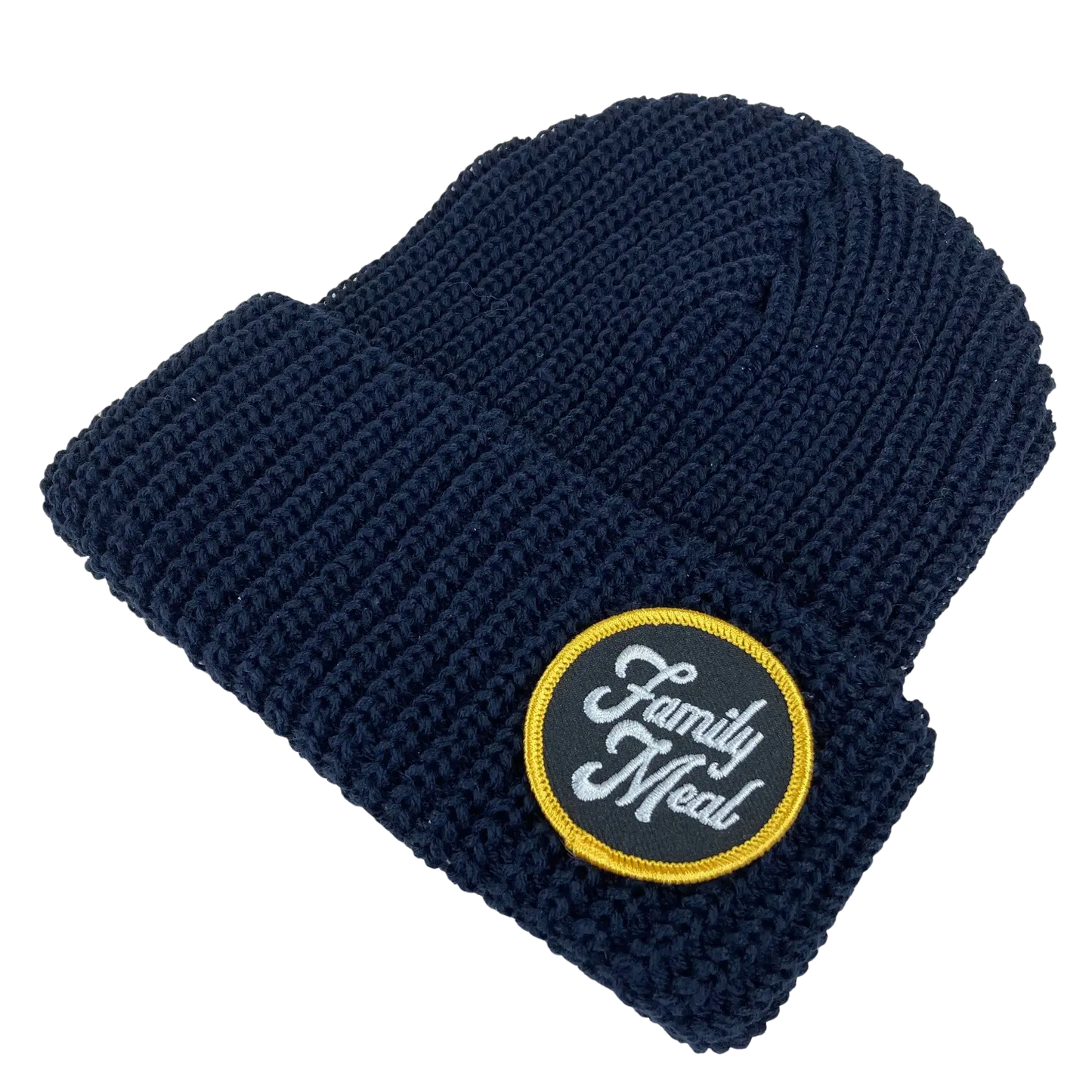 Navy Blue Cuff Patch Beanie Family Meal Official